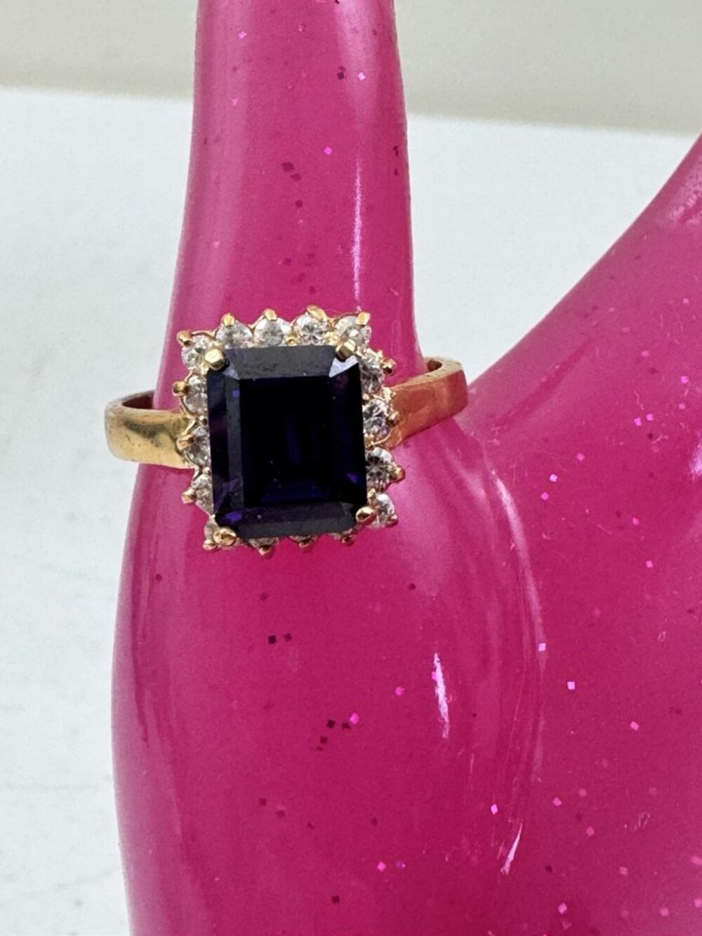 Vintage LIND 14K HGE Amethyst Crystal Ring Size 11